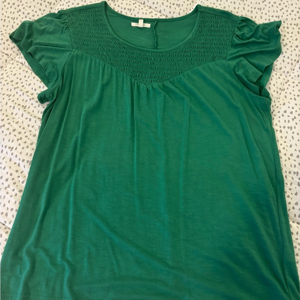 Maurices Teal Blouse with Smocked Detail
